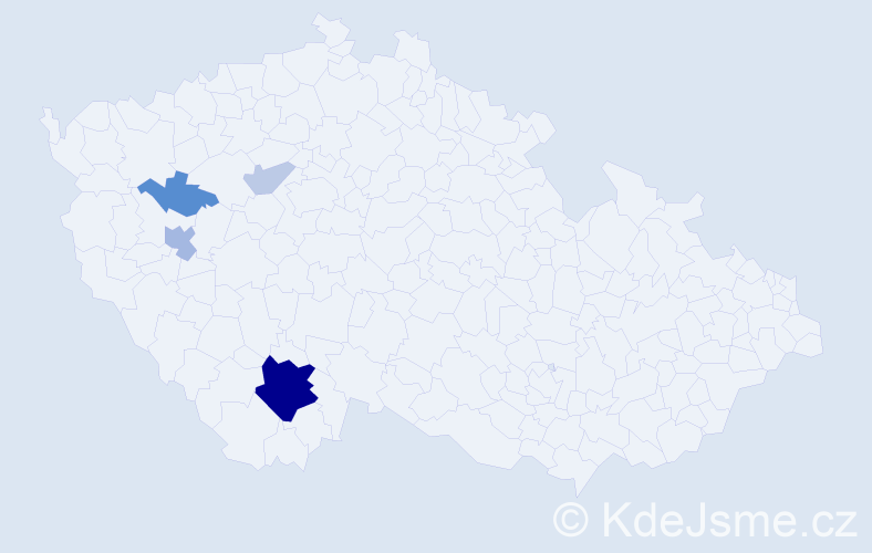 Příjmení: 'Kocmoudová', počet výskytů 15 v celé ČR