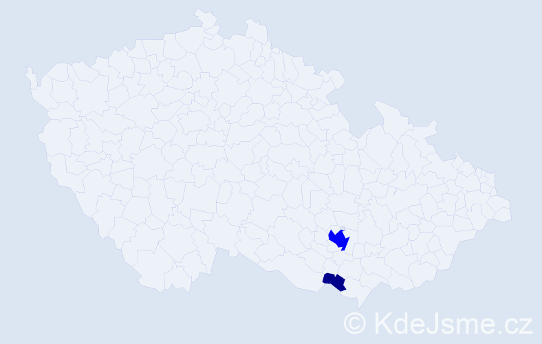 Příjmení: 'Zemeš', počet výskytů 7 v celé ČR