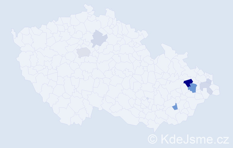 Příjmení: 'Repta', počet výskytů 16 v celé ČR