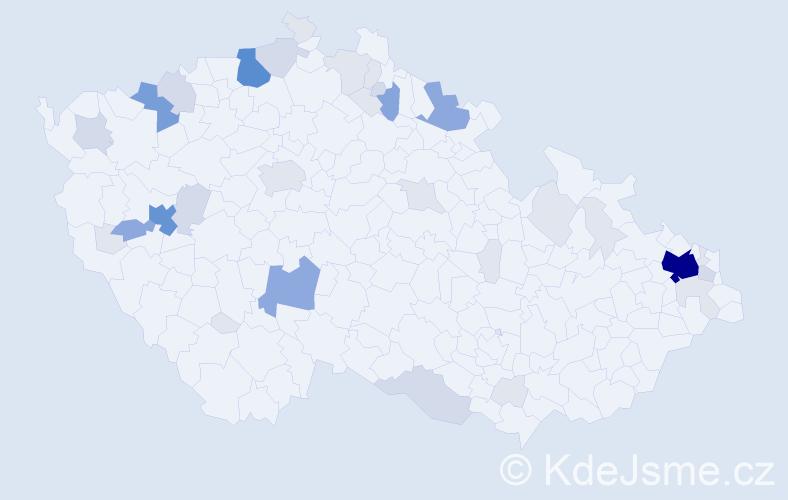Příjmení: 'Geci', počet výskytů 128 v celé ČR