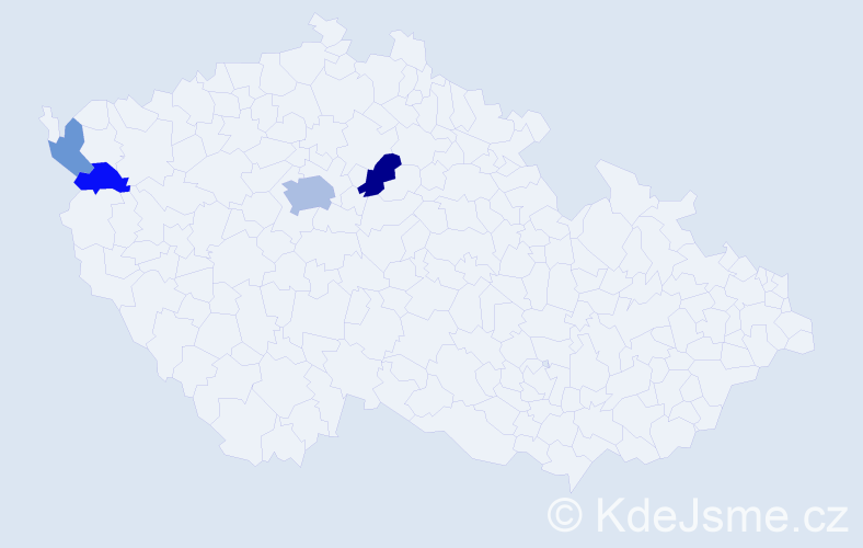 Příjmení: 'Krečmar', počet výskytů 9 v celé ČR