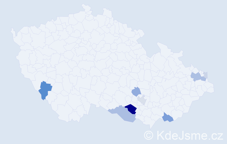 Příjmení: 'Porzer', počet výskytů 21 v celé ČR