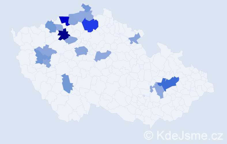 Příjmení: 'Ingriš', počet výskytů 58 v celé ČR
