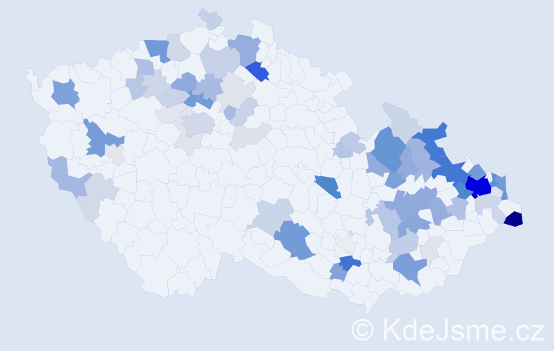Příjmení: 'Hajduková', počet výskytů 252 v celé ČR
