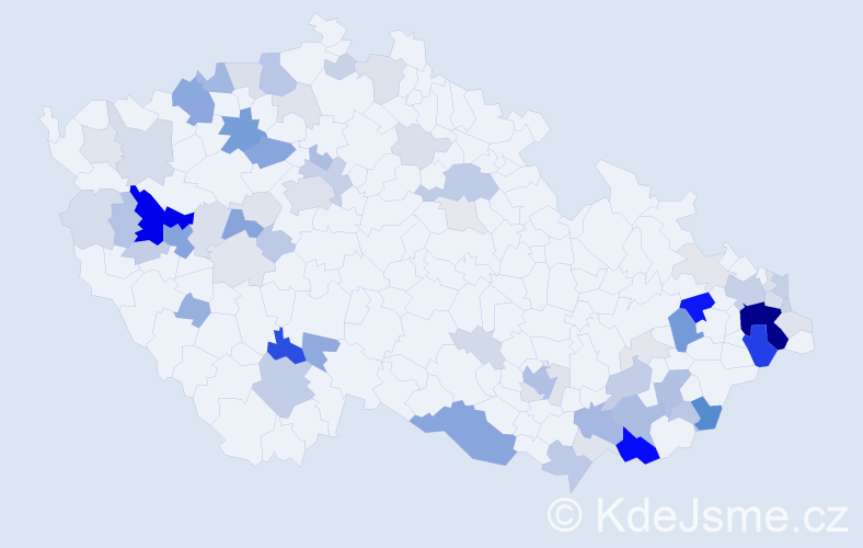 Příjmení: 'Lukšíková', počet výskytů 256 v celé ČR