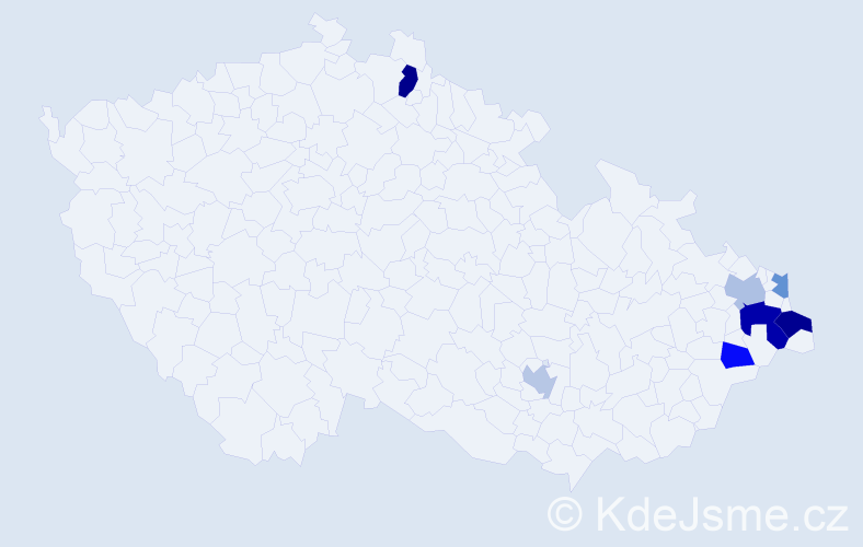 Příjmení: 'Rucek', počet výskytů 11 v celé ČR