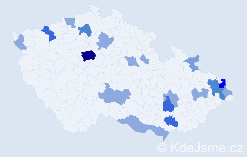 Příjmení: 'Holka', počet výskytů 57 v celé ČR