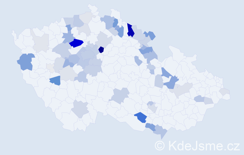 Příjmení: 'Nič', počet výskytů 175 v celé ČR