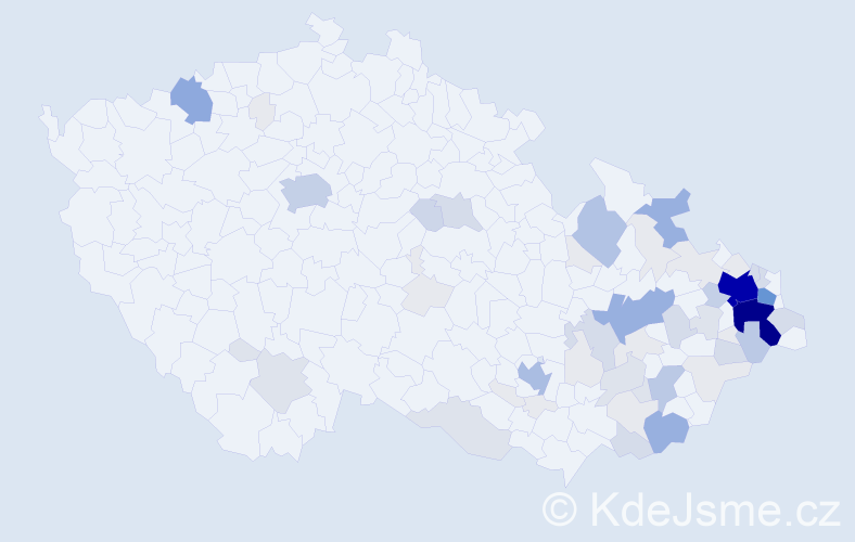 Příjmení: 'Velčovská', počet výskytů 261 v celé ČR