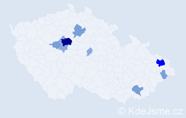 Příjmení: 'Martásek', počet výskytů 22 v celé ČR