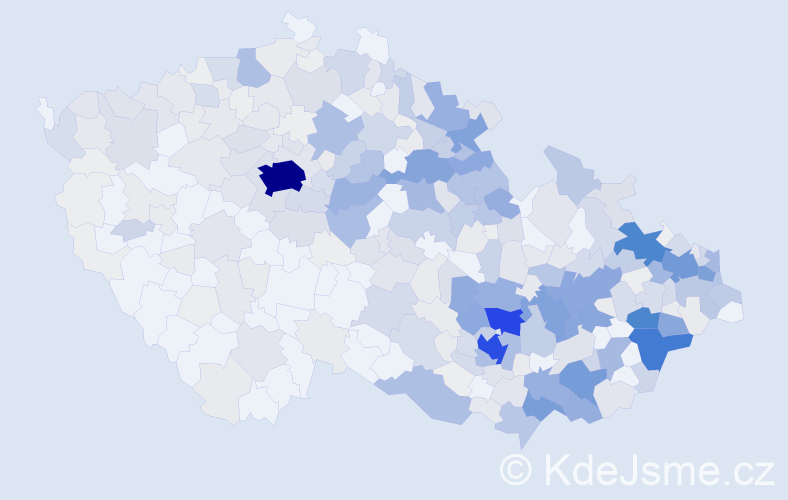 Příjmení: 'Martinek', počet výskytů 2029 v celé ČR
