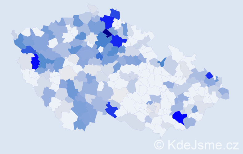 Příjmení: 'Kupcová', počet výskytů 908 v celé ČR