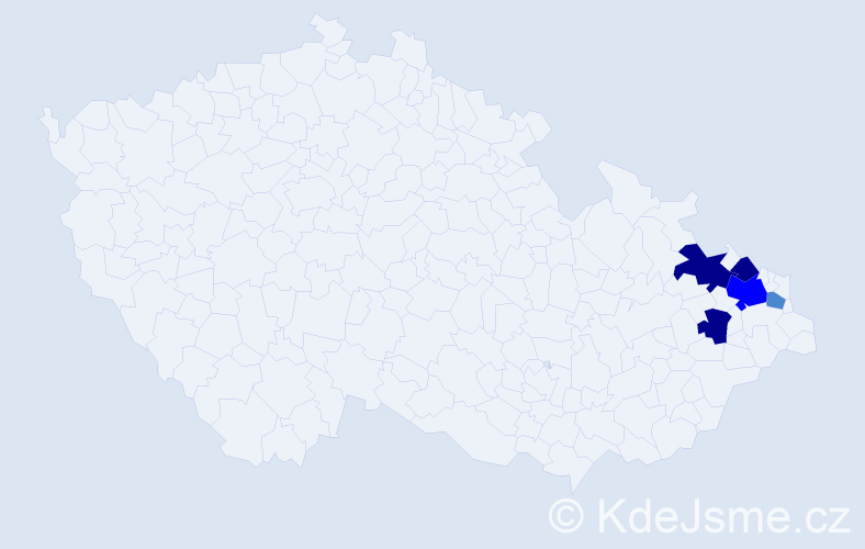 Příjmení: 'Třečák', počet výskytů 12 v celé ČR