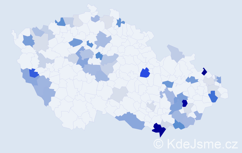 Příjmení: 'Beňa', počet výskytů 145 v celé ČR