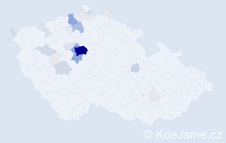 Příjmení: 'Kohák', počet výskytů 100 v celé ČR