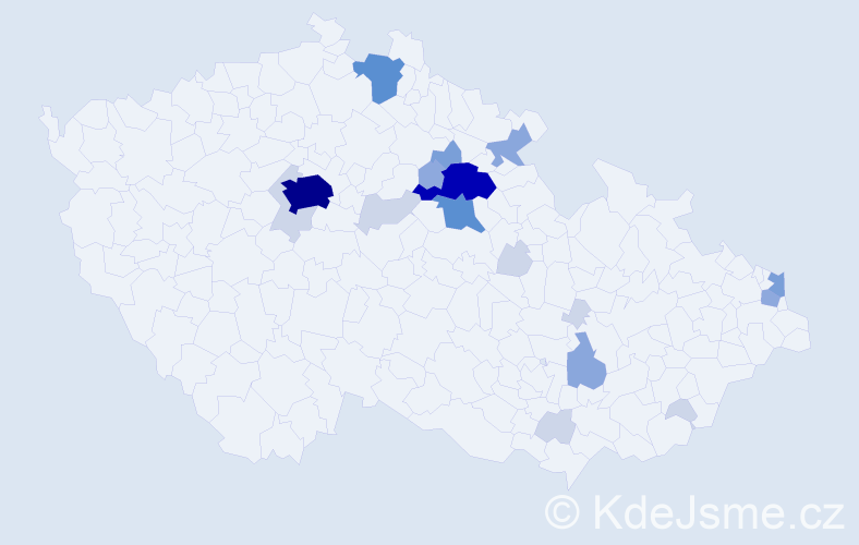 Příjmení: 'Tluková', počet výskytů 63 v celé ČR