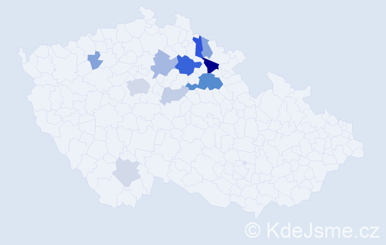 Příjmení: 'Klouza', počet výskytů 29 v celé ČR