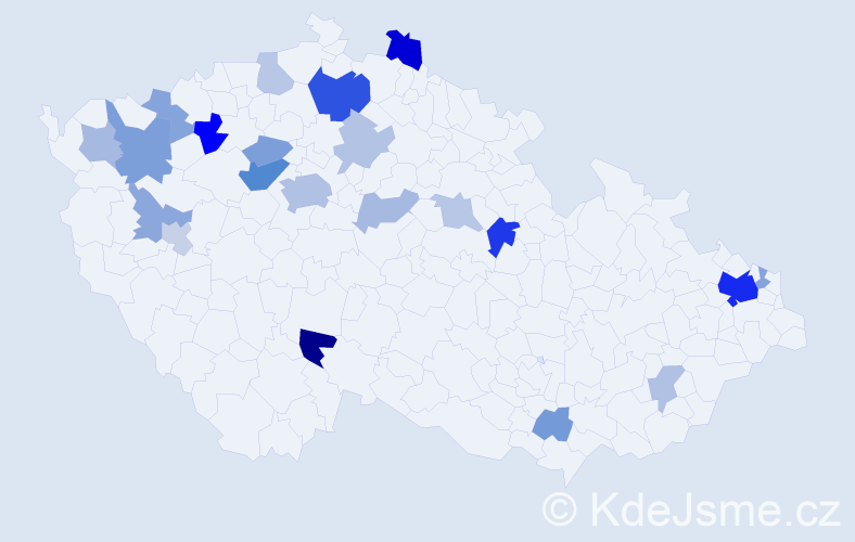 Příjmení: 'Hribová', počet výskytů 51 v celé ČR