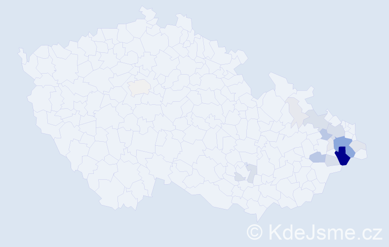 Příjmení: 'Tofel', počet výskytů 77 v celé ČR