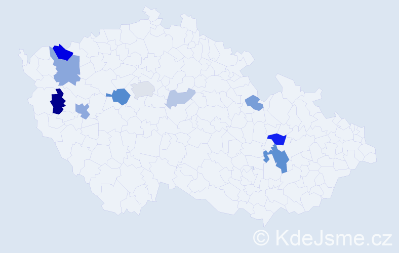 Příjmení: 'Klapáč', počet výskytů 24 v celé ČR