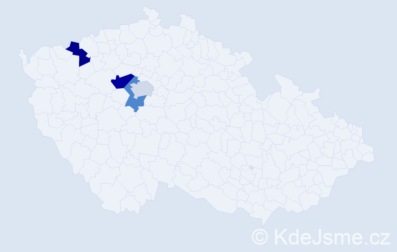 Příjmení: 'Kostova', počet výskytů 5 v celé ČR