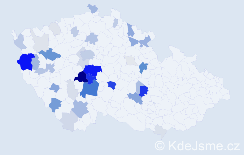 Příjmení: 'Dědová', počet výskytů 137 v celé ČR