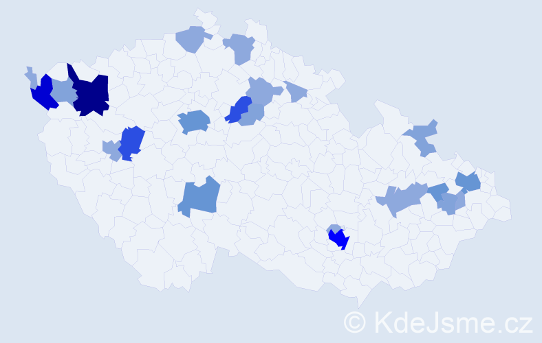 Příjmení: 'Bikar', počet výskytů 60 v celé ČR