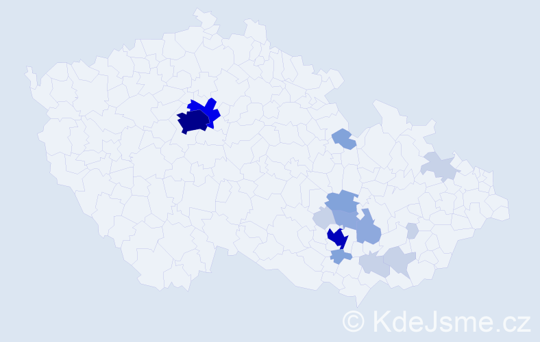 Příjmení: 'Krkavec', počet výskytů 51 v celé ČR