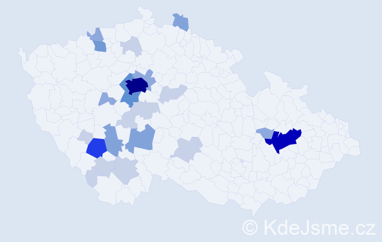 Příjmení: 'Listopad', počet výskytů 65 v celé ČR