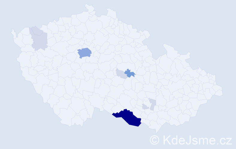 Příjmení: 'Klaudingerová', počet výskytů 28 v celé ČR