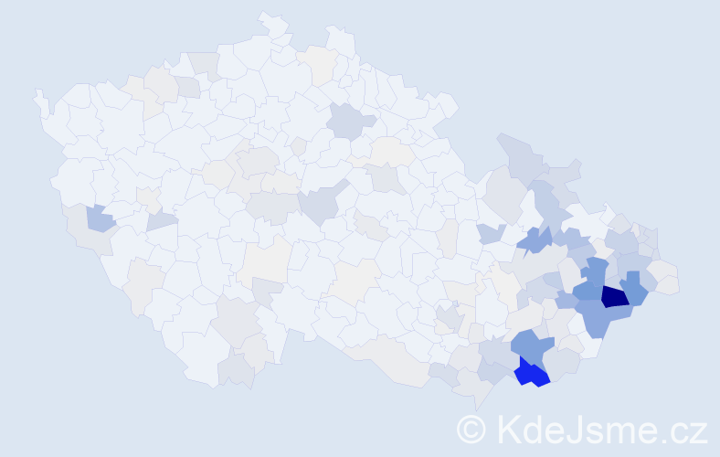 Příjmení: 'Pavlica', počet výskytů 777 v celé ČR