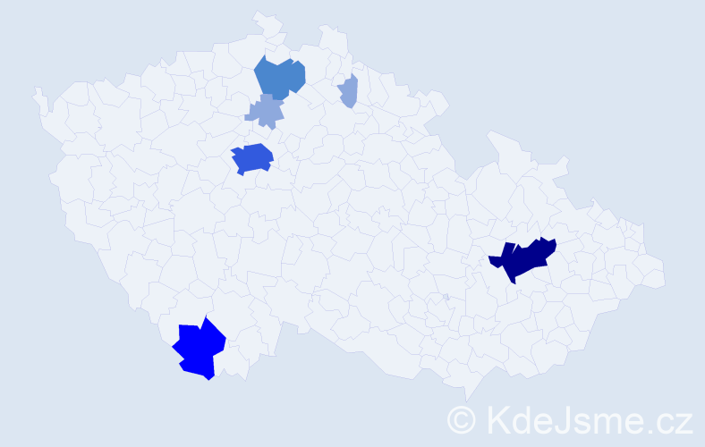 Příjmení: 'Borz', počet výskytů 16 v celé ČR
