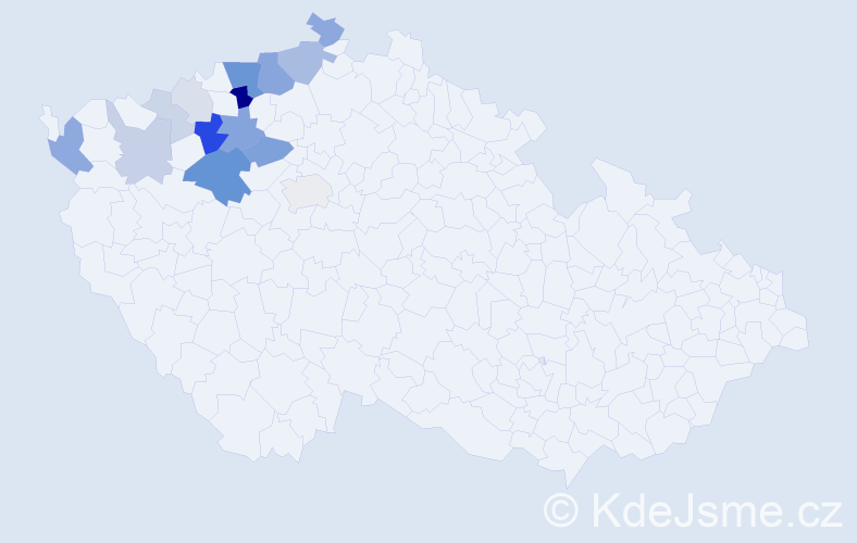 Příjmení: 'Čečrle', počet výskytů 52 v celé ČR