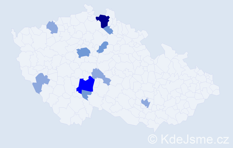 Příjmení: 'Moranová', počet výskytů 23 v celé ČR