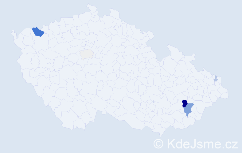 Příjmení: 'Dorazin', počet výskytů 13 v celé ČR