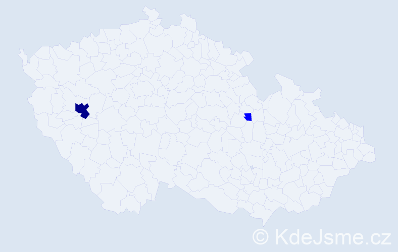 Příjmení: 'Klicha', počet výskytů 3 v celé ČR