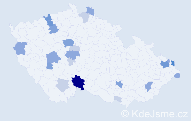 Příjmení: 'Budoš', počet výskytů 61 v celé ČR