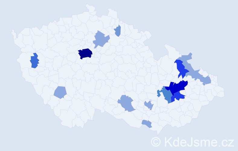 Příjmení: 'Bocan', počet výskytů 50 v celé ČR