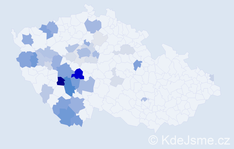 Příjmení: 'Pauknerová', počet výskytů 139 v celé ČR