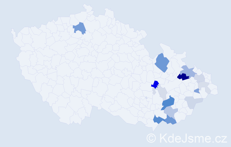 Příjmení: 'Ospalík', počet výskytů 42 v celé ČR