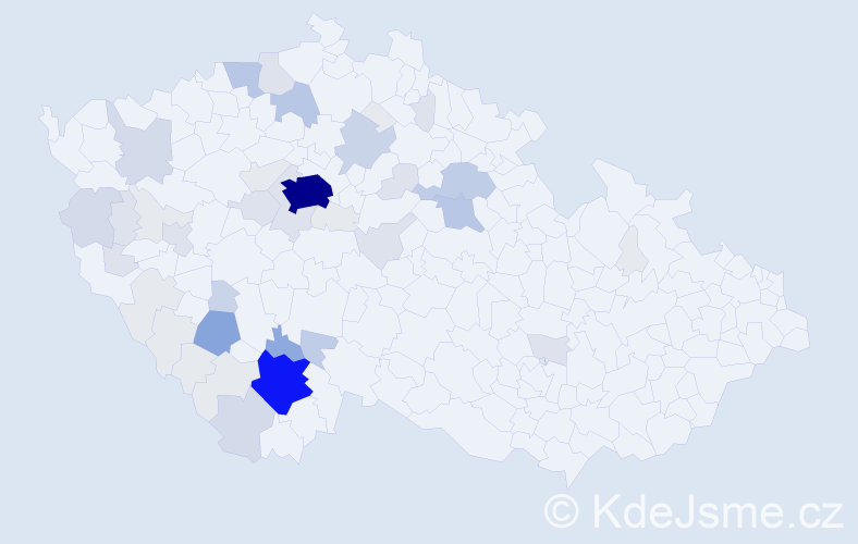 Příjmení: 'Bezpalec', počet výskytů 187 v celé ČR