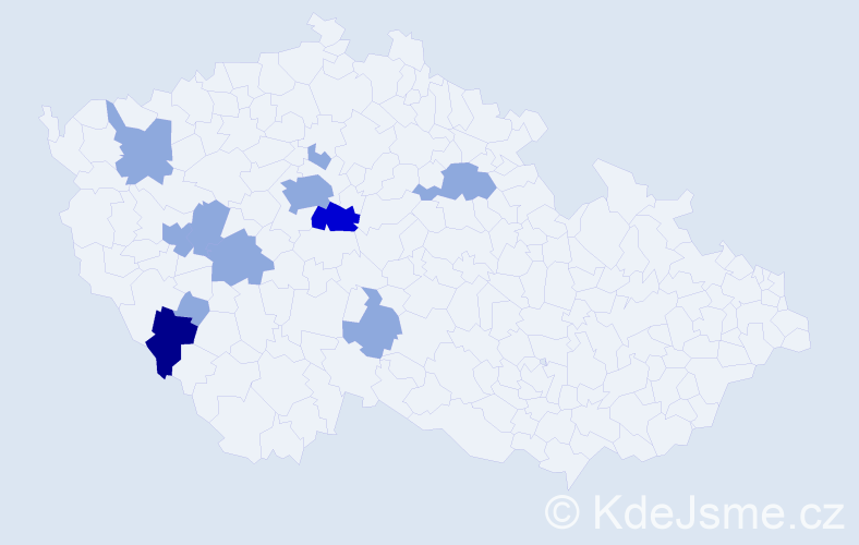 Příjmení: 'Sallerová', počet výskytů 24 v celé ČR