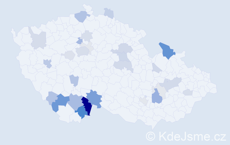Příjmení: 'Vondrka', počet výskytů 97 v celé ČR