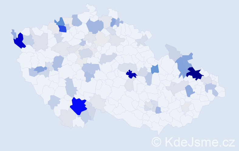 Příjmení: 'Bendíková', počet výskytů 338 v celé ČR