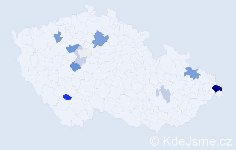 Příjmení: 'Kušniráková', počet výskytů 23 v celé ČR