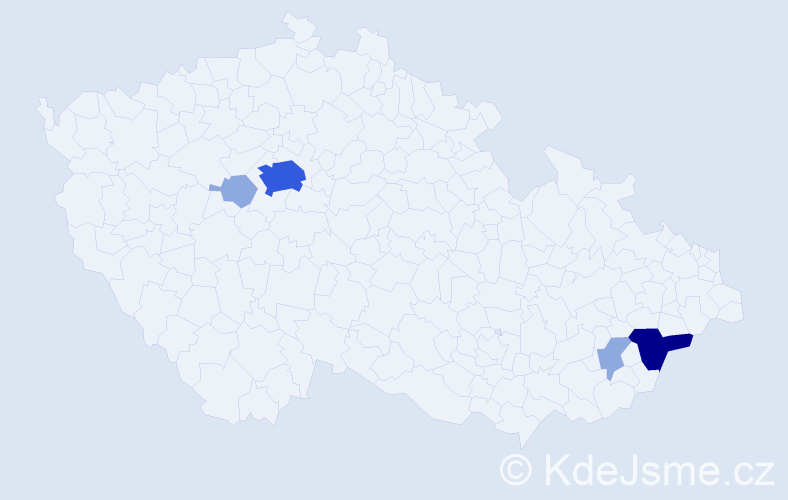 Příjmení: 'Mírná', počet výskytů 10 v celé ČR