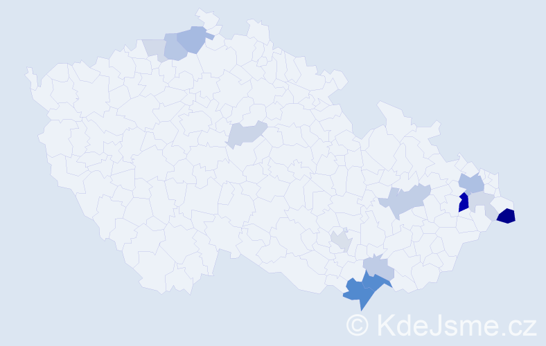 Příjmení: 'Bilská', počet výskytů 38 v celé ČR