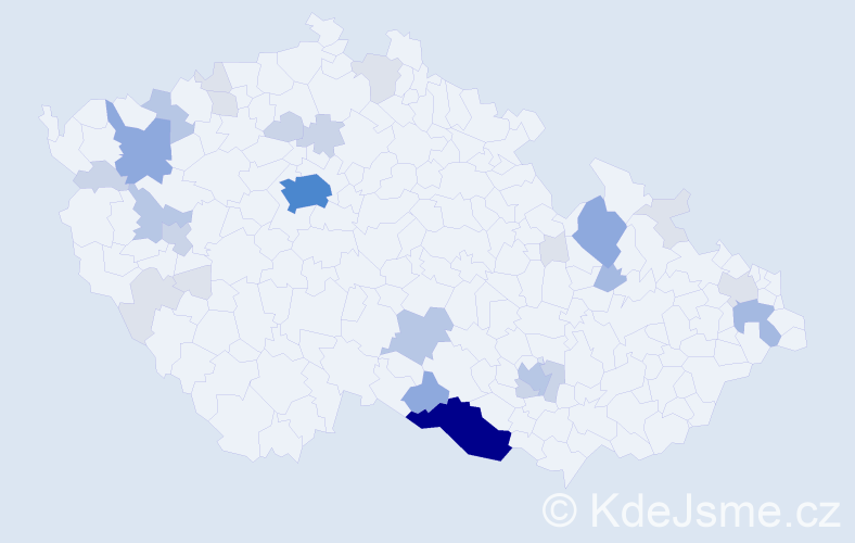 Příjmení: 'Meister', počet výskytů 92 v celé ČR