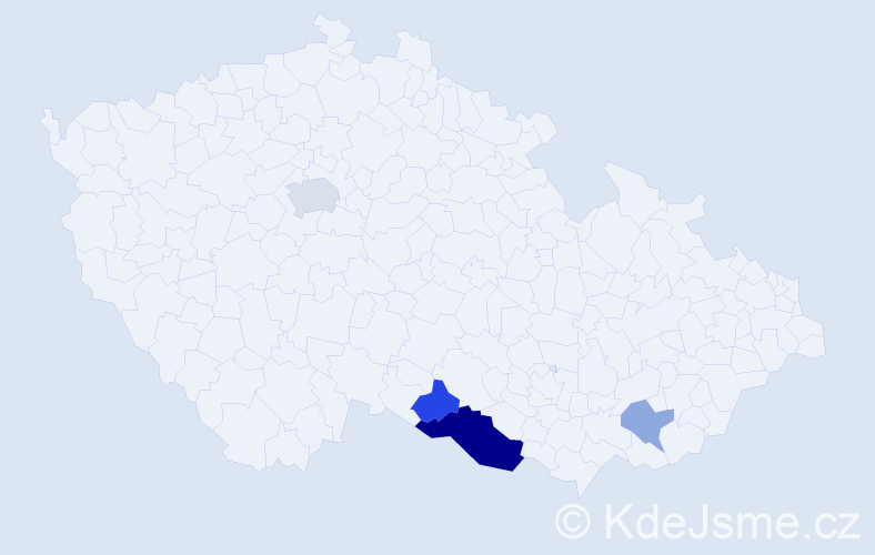 Příjmení: 'Pichaničová', počet výskytů 9 v celé ČR