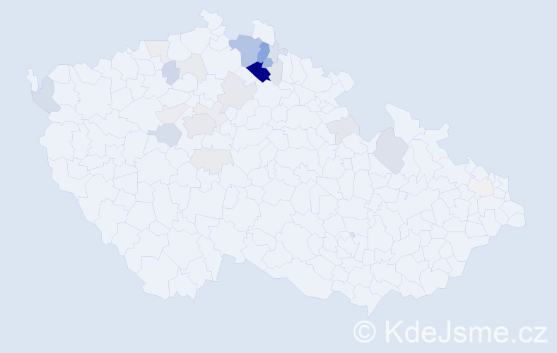 Příjmení: 'Jirošová', počet výskytů 96 v celé ČR